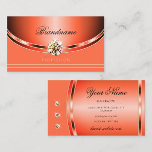 Eye Catching Rose Gold Peach Luminous Faux Jewels Business Card
