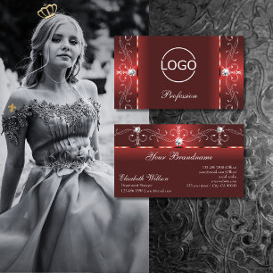 Eye Catching Rubby Red Squiggled Jewels with Logo Business Card