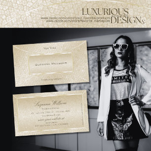 Eye Catching Silk Cream Snake Pattern Elegant Chic Business Card