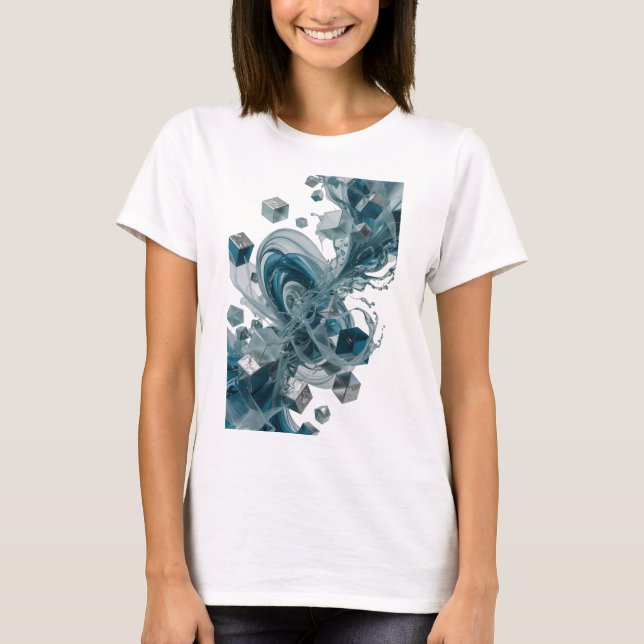 Eye-Catching Silver ABSTRACT ART Graphic Tee v2 (Front)
