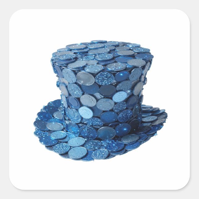 Eye-Catching Silver BLUE COINS HAT Sticker Art (Front)