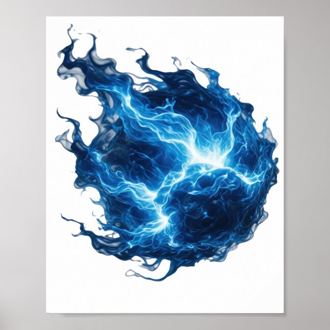 Eye-Catching Silver BLUE FLAME Print (Front)
