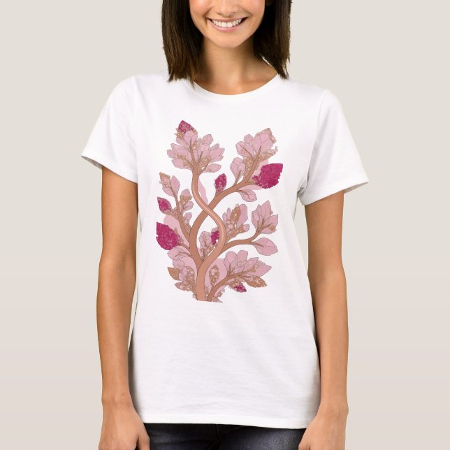 Eye-Catching Silver CRYSTAL TREE Statement Design T-Shirt (Front)