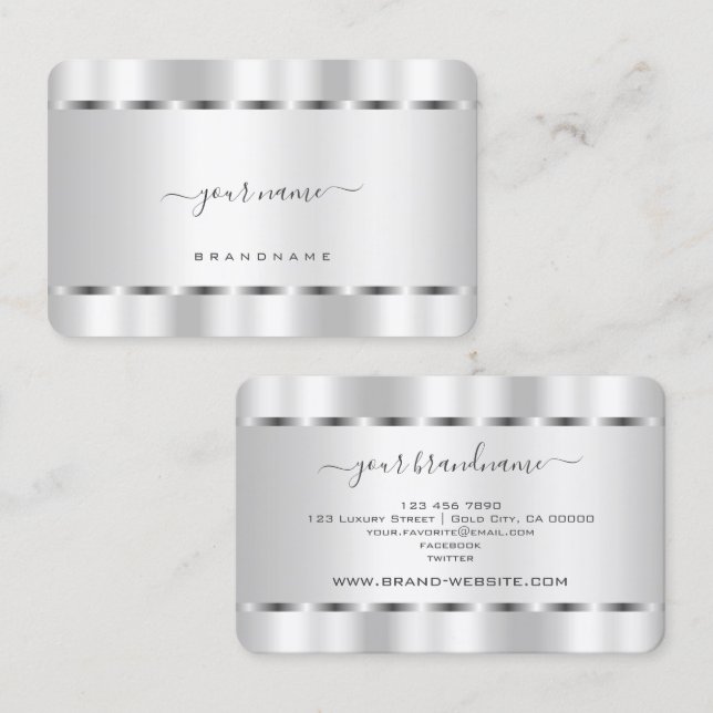 Eye Catching Silver Effect Professional and Noble Business Card (Front/Back)