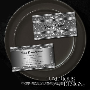 Eye Catching Silver Glitter Sparkle Stars Quality Business Card