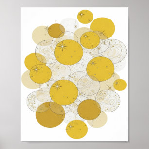 Eye-Catching Silver GOLDEN STARS AND CIRCLES Poster