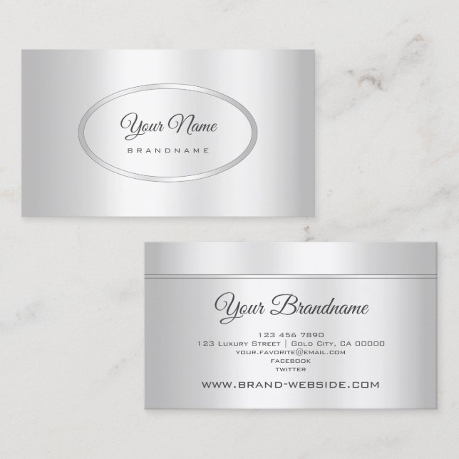 Eye Catching Silver Metallic Aluminium Style Business Card (Front/Back)