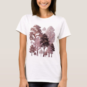 Eye-Catching Silver PINK TREE FOREST Tee