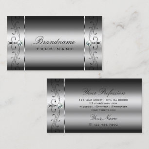 Eye Catching Silver Squiggled Jewels Ornamentation Business Card