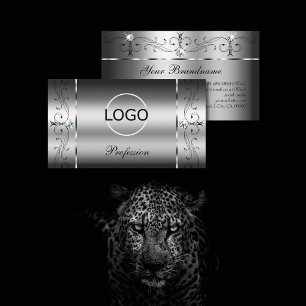 Eye Catching Silver Squiggled Jewels with Logo Business Card