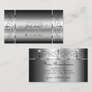 Eye Catching Silver Squiggled Jewels with Monogram Business Card