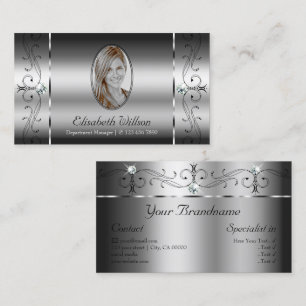 Eye Catching Silver Squiggled Jewels with Photo Business Card