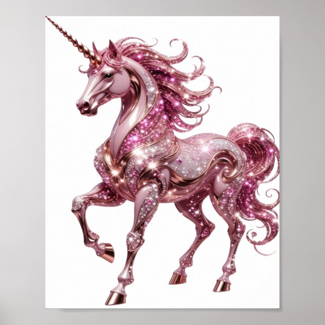 Eye-Catching Silver UNICORN Design Poster (Front)