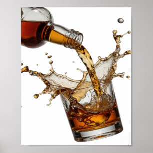 Eye-Catching Silver WHISKY SPLASH 3D Text Art Poster