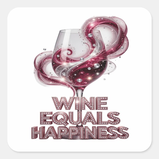 Eye-Catching Silver WINE EQUALS HAPPINESS Sticker (Front)