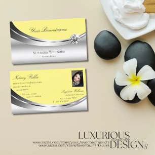Eye Catching Silver Yellow with Photo and Diamond Business Card