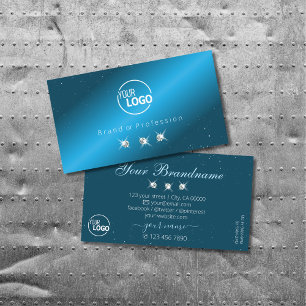 Eye Catching Teal Blue Sparkling Diamonds Add Logo Business Card