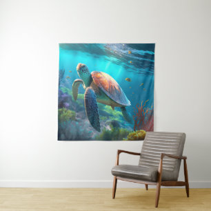 Eye Catching Turtle Image Hanging Wall Tapestry
