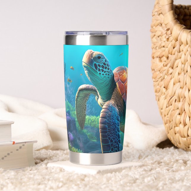 Eye Catching Turtle Image Mark Insulated Tumbler (Living Room (Rotated))