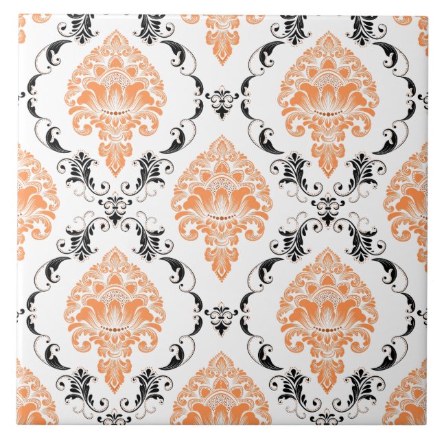 Eye catching Victorian classic pattern orange  Tile (Front)