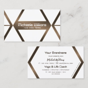 Eye Catching White Geometric Brown Shimmer Stylish Business Card