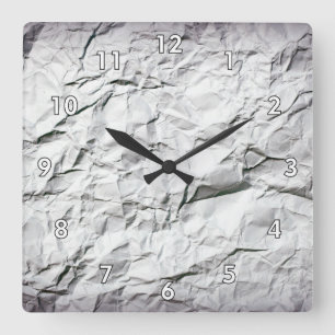 Eye Catching Wrinkled White Paper Square Wall Clock