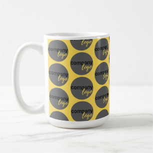 EYE-CATCHING YELLOW REPEATING PATTERN COMPANY LOGO COFFEE MUG