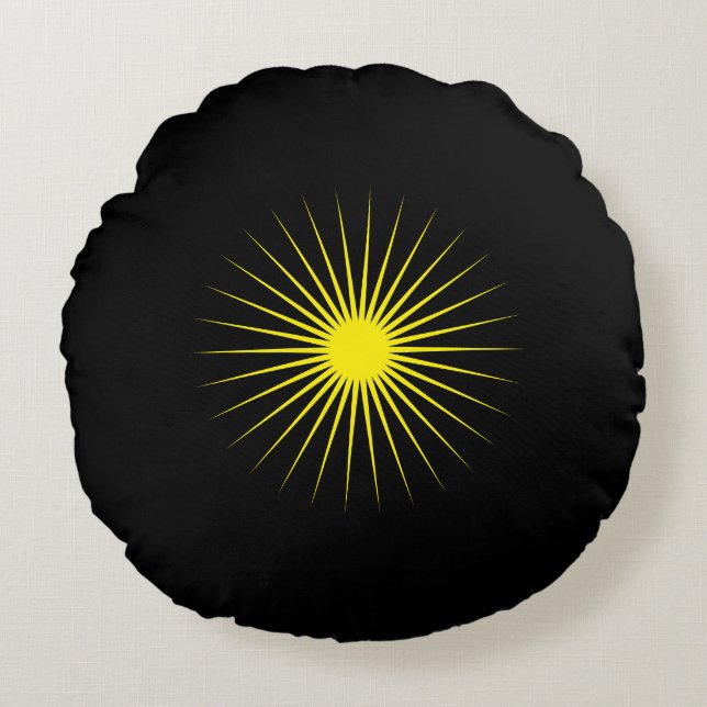 Eye Catching Yellow Star Round Throw Pillow Design (Front)