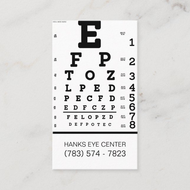 Eye Centre Vision Ophthalmologist Optician Business Card (Front)