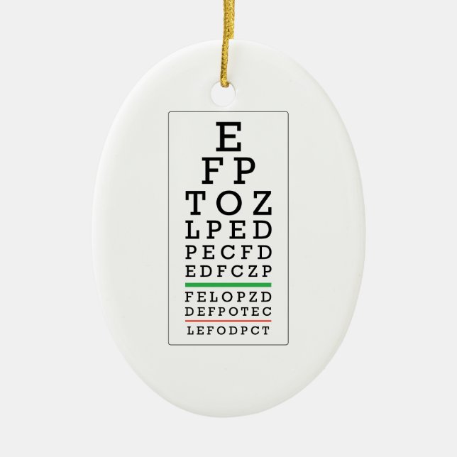 Eye Chart Ceramic Tree Decoration (Front)