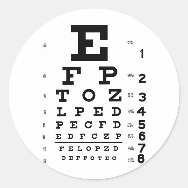 Eye Chart Classic Round Sticker (Front)