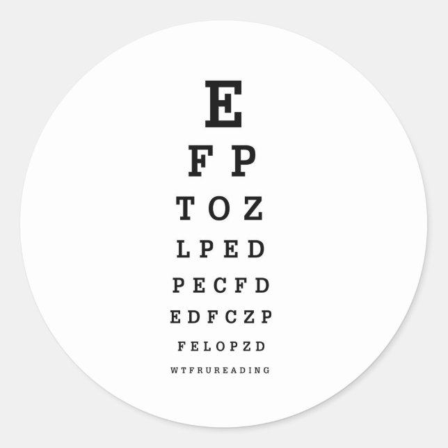 EYE CHART - Humour WTF RU READING Classic Round Sticker (Front)