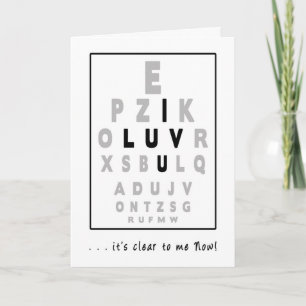 EYE CHART - I LOVE YOU - HUMOROUS GREETING CARD