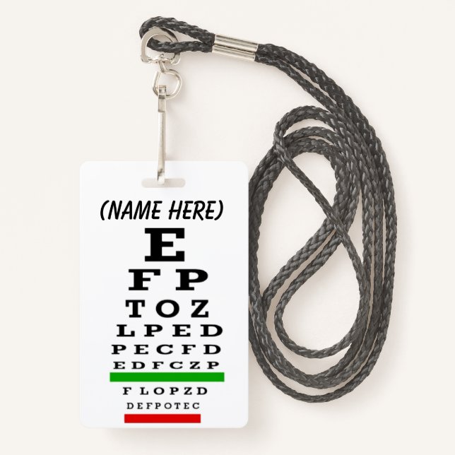 Eye Chart   Magnet ID Badge (Front with Lanyard)