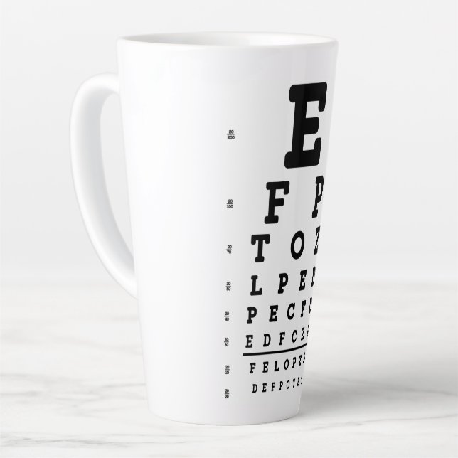 Eye Chart Optometrist Latte Mug (Left Angle)