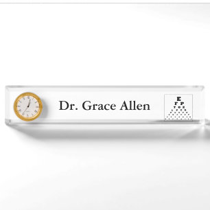 "Eye Chart" Personalised Nameplate w/Clock
