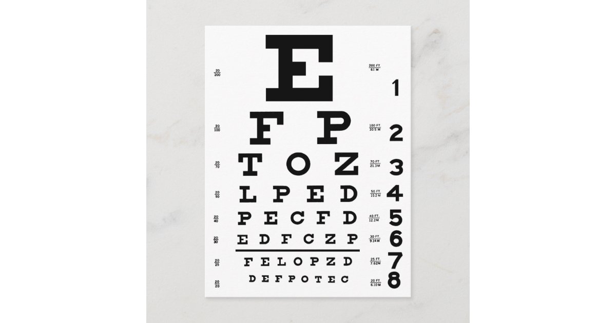 Eye Chart Postcard | Zazzle