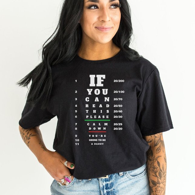 Eye Chart Pregnancy Announcement to Husband Black T-Shirt (Creator Uploaded)