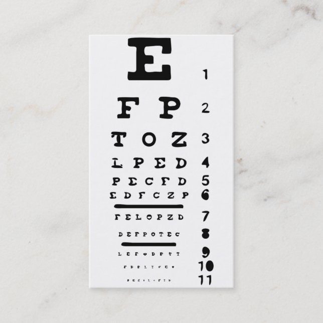 Eye Chart Vision Clinic Doctor Optician Business Card (Front)