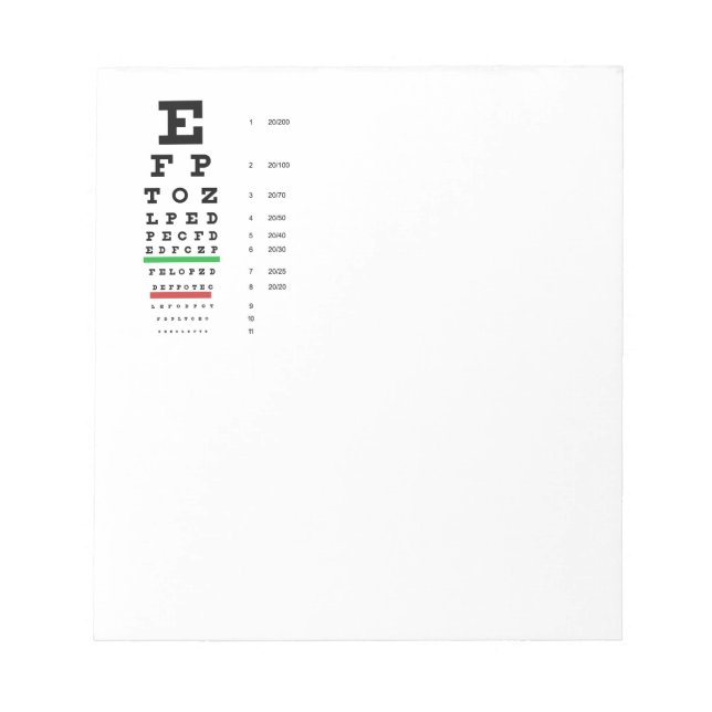 Eye Chart Vision Test-Themed Notepad (Front)