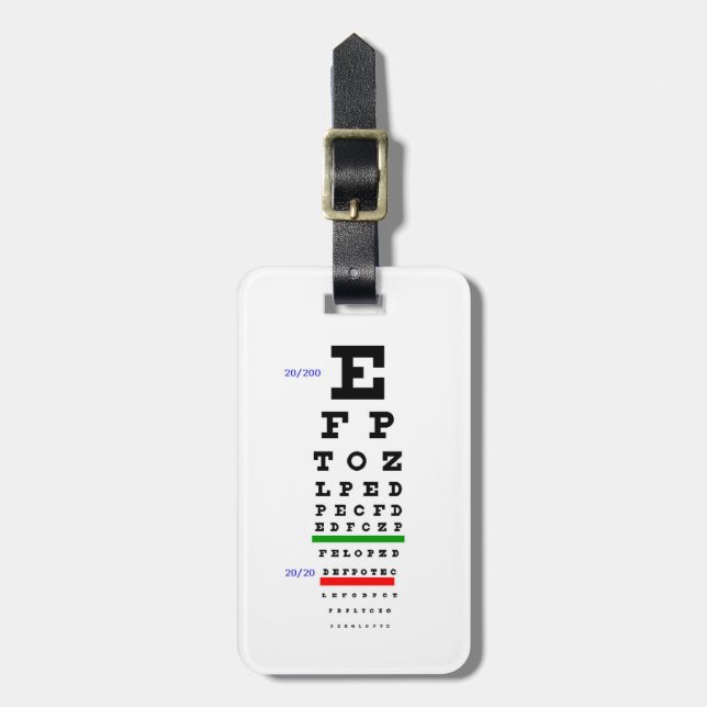 Eye Chart with Eyeballs background Luggage Tag (Front Vertical)