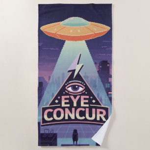 EYE CONCUR ALIEN PYRAMID POWER Beach Towel
