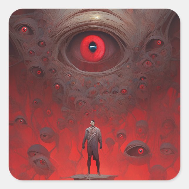 Eye Creatures Surreal Horror Art Square Sticker (Front)