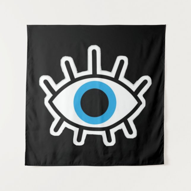 Eye Design Black Backdrop Tapestry (Front)