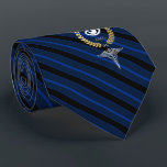 Eye Doctor | Optometrist Customised Navy Tie<br><div class="desc">A navy striped personalised tie tailored to the eye specialist or optometrist and with yours or your gift recipient's monogram inside a faux gold foil wreath.</div>
