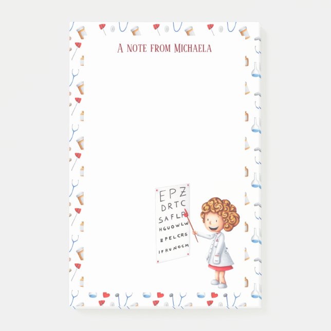 Eye doctor or ophthalmic nurse personalised post-it notes (Front)