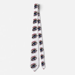 Eye Drawing& Flowers Art Tie