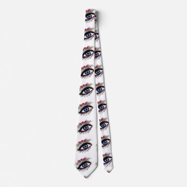 Eye Drawing& Flowers Art Tie (Front)
