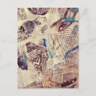 Eye Fashion Abstract Mixed Media Collage  Postcard