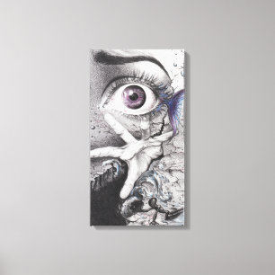 Eye fish and hand Dream Surreal drawing art Canvas Print
